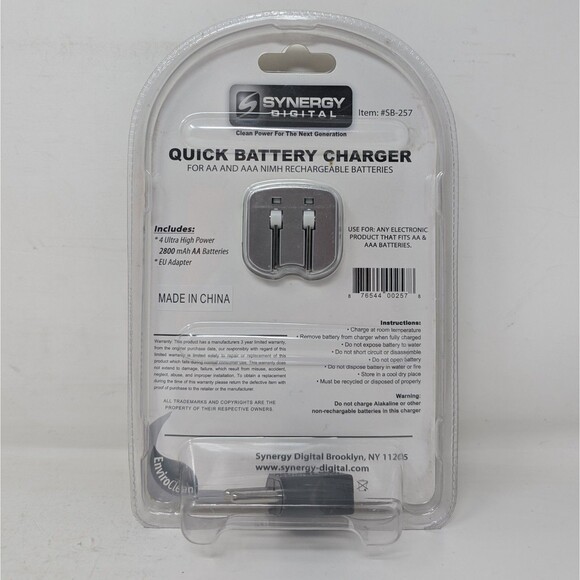 Synergy Digital Quick NI-MH Battery Charger 4 AA Rechargeable Batteries SB-257 - Picture 2 of 6